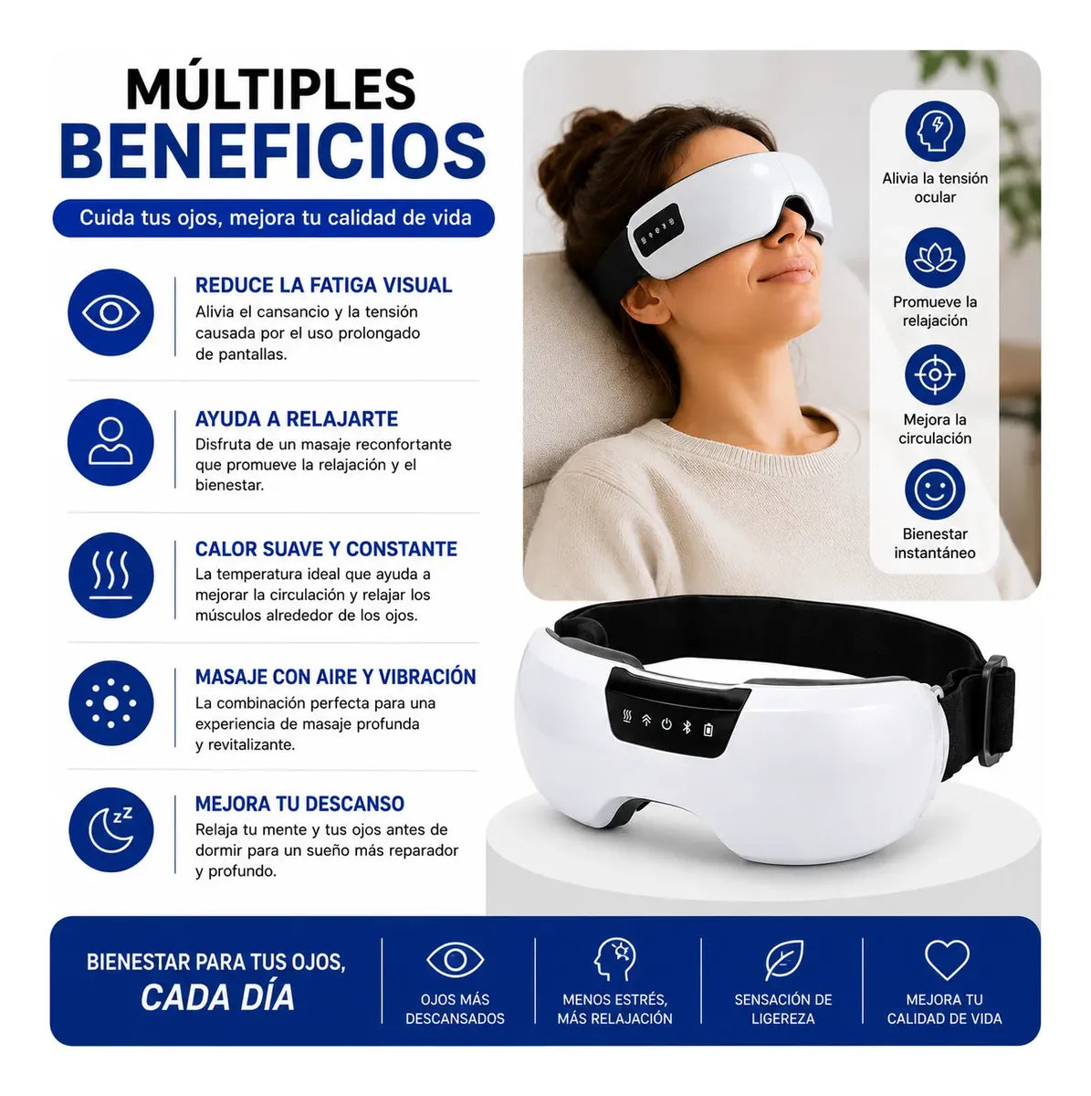 Masajeador Ocular Inteligente Recargable: Tu Momento de Relax